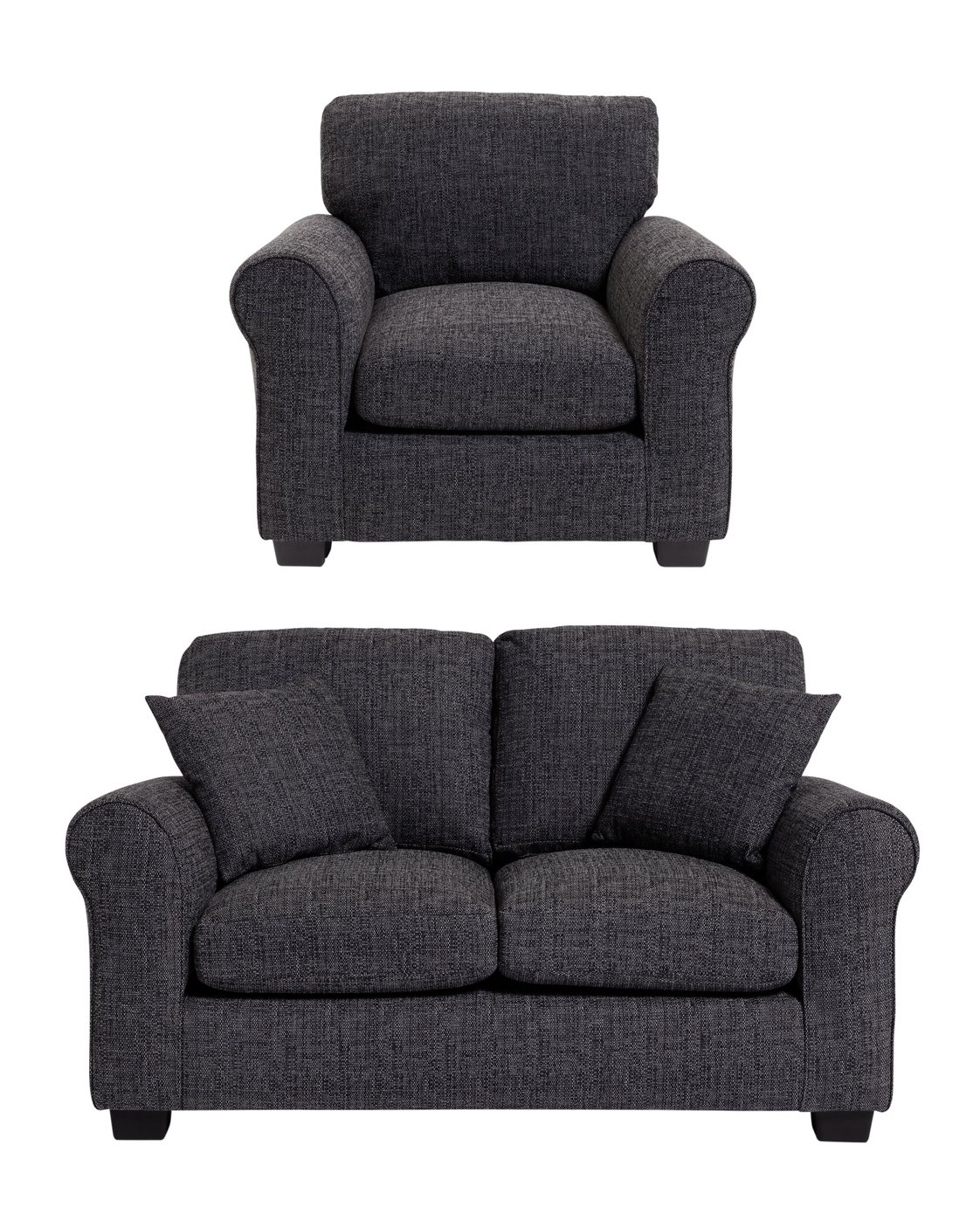 Habitat Lisbon Fabric Chair & 2 Seater Sofa - Charcoal