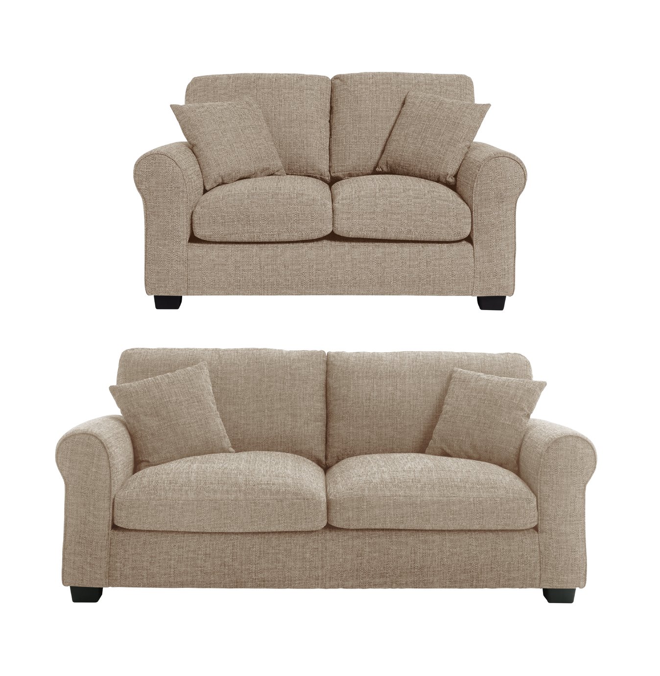 Habitat Lisbon Fabric 2 Seater & 3 Seater Sofa - Stone