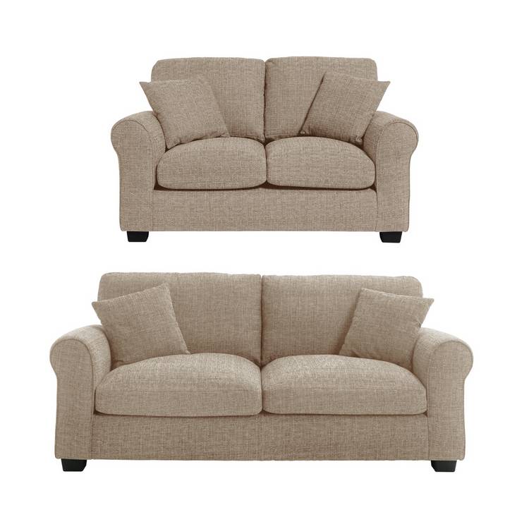 Argos Home Lisbon Fabric 2 Seater & 3 Seater Sofa - Stone 0