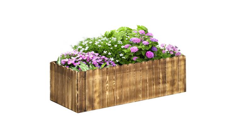 Outsunny 109L Wooden Raised Garden Bed - Natural Wood Color