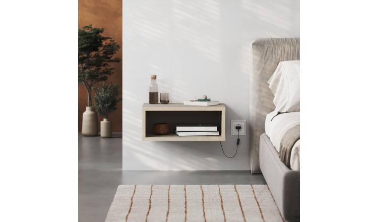 Decortie Brik Particleboard Wall-Mounted Bedside Shelf - Sand