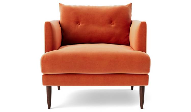 Buy Swoon Kalmar Velvet Armchair Burnt Orange Armchairs