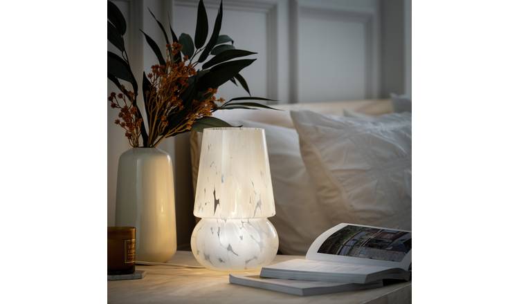 Glass and deals white table lamp