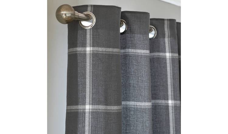 Habitat Square Check Fully Lined Eyelet Curtains - Grey