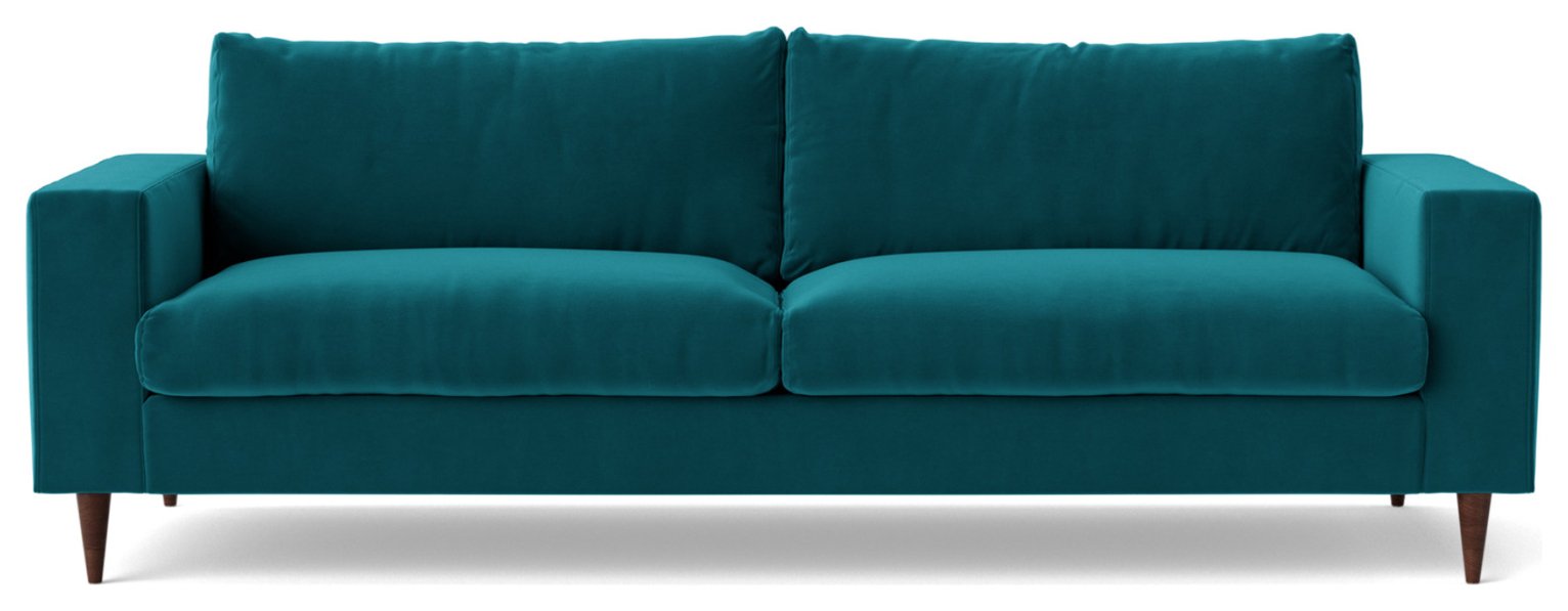 Swoon Evesham Velvet 3 Seater Sofa- Kingfisher Blue