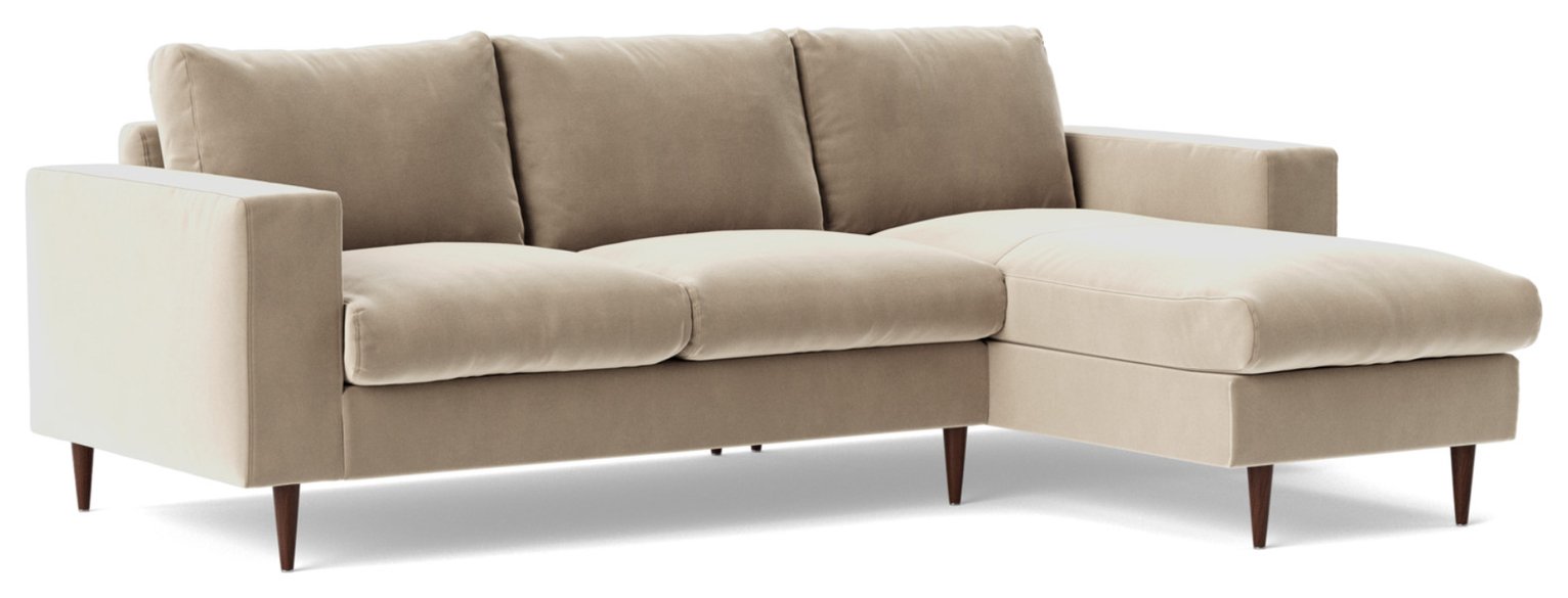 Swoon Evesham Velvet Right Hand Corner Sofa - Taupe