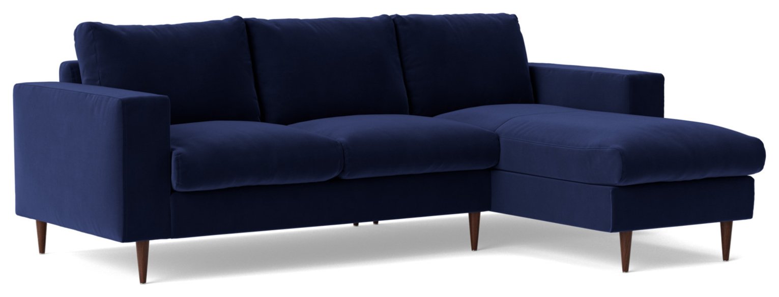Swoon Evesham Velvet Right Hand Corner Sofa - Ink Blue