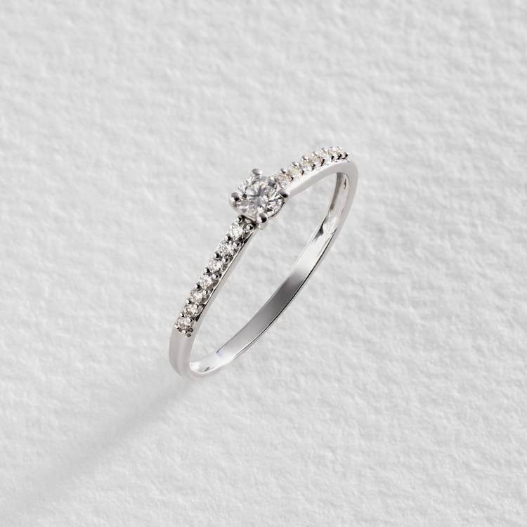 Revere 9ct White Gold 0.20ct Diamond Solitaire Ring - O 0