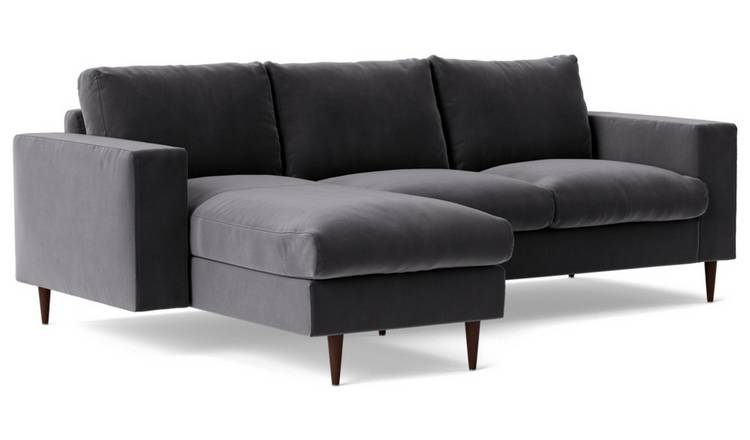 Swoon Evesham Velvet Left Hand Corner Sofa - Granite Grey