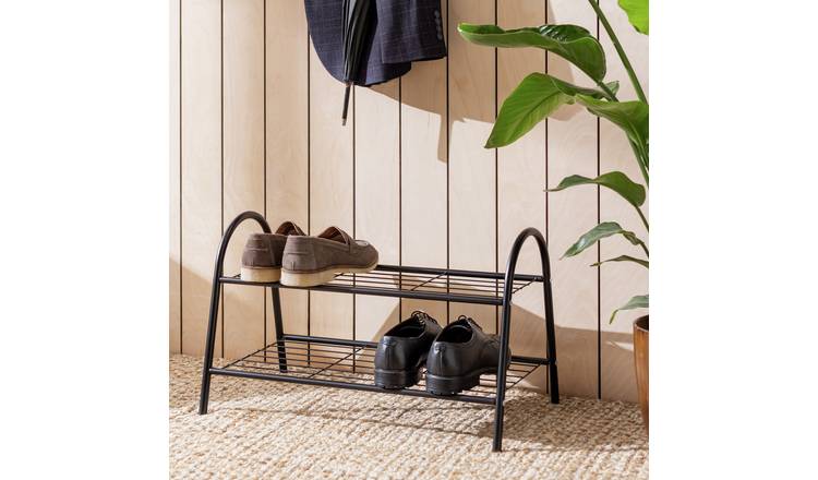 Black 2 tier shoe rack sale