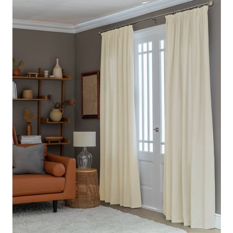 Habitat Herringbone Fully Lined Pencil Pleat Curtains -Cream 0