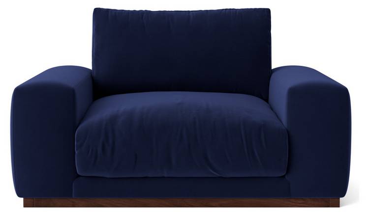 Swoon Denver Velvet Cuddle Chair - Ink Blue