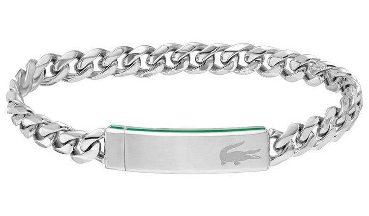 Buy Lacoste Men s Stainless Steel Green Piping Curved Bracelet Mens bracelets Argos