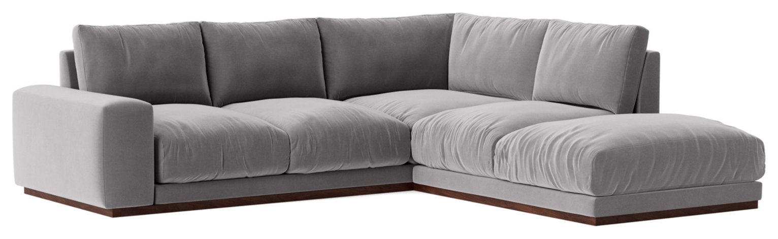 Swoon Denver Velvet Right Hand Corner Sofa - Silver Grey