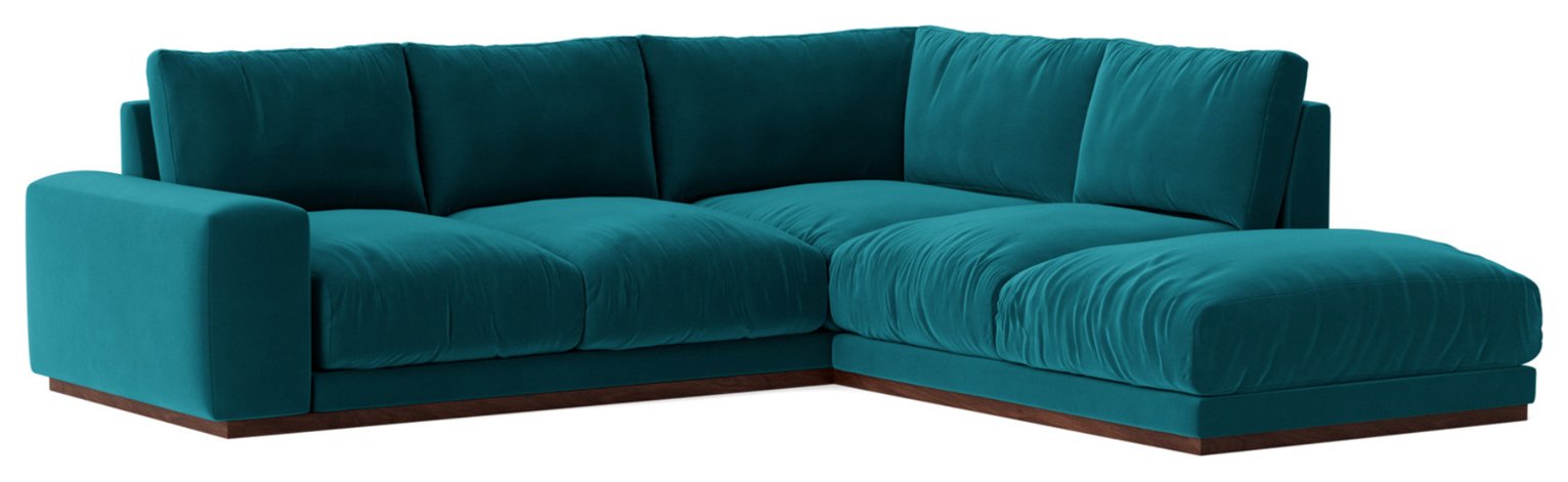 Swoon Denver Velvet Right Hand Corner Sofa- Kingfisher Blue