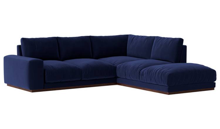 Swoon Denver Velvet Right Hand Corner Sofa - Ink Blue