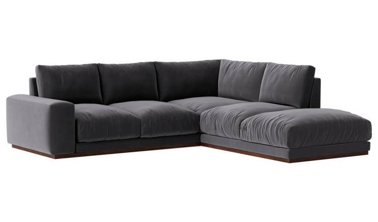 Swoon Denver Velvet Right Hand Corner Sofa - Granite Grey