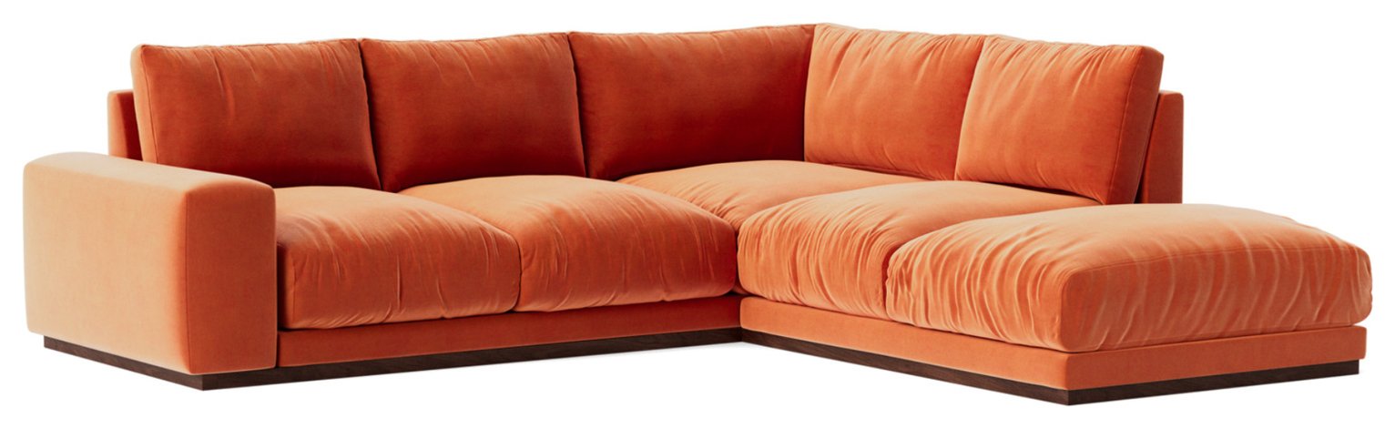 Swoon Denver Velvet Right Hand Corner Sofa - Burnt Orange
