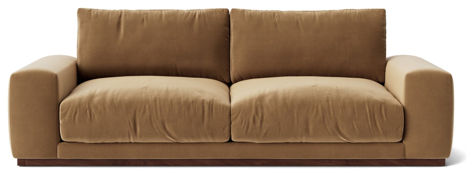 Swoon Denver Velvet 3 Seater Sofa - Biscuit