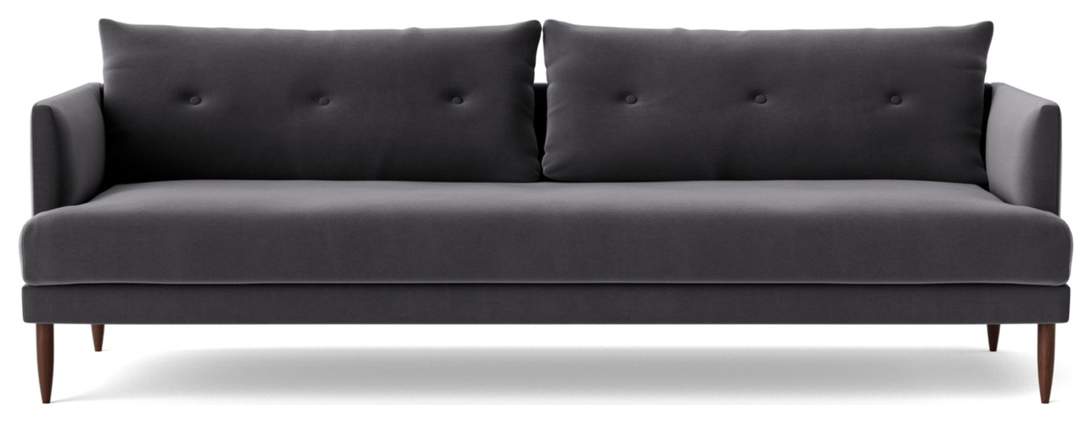 Swoon Kalmar Velvet 3 Seater Sofa - Granite Grey