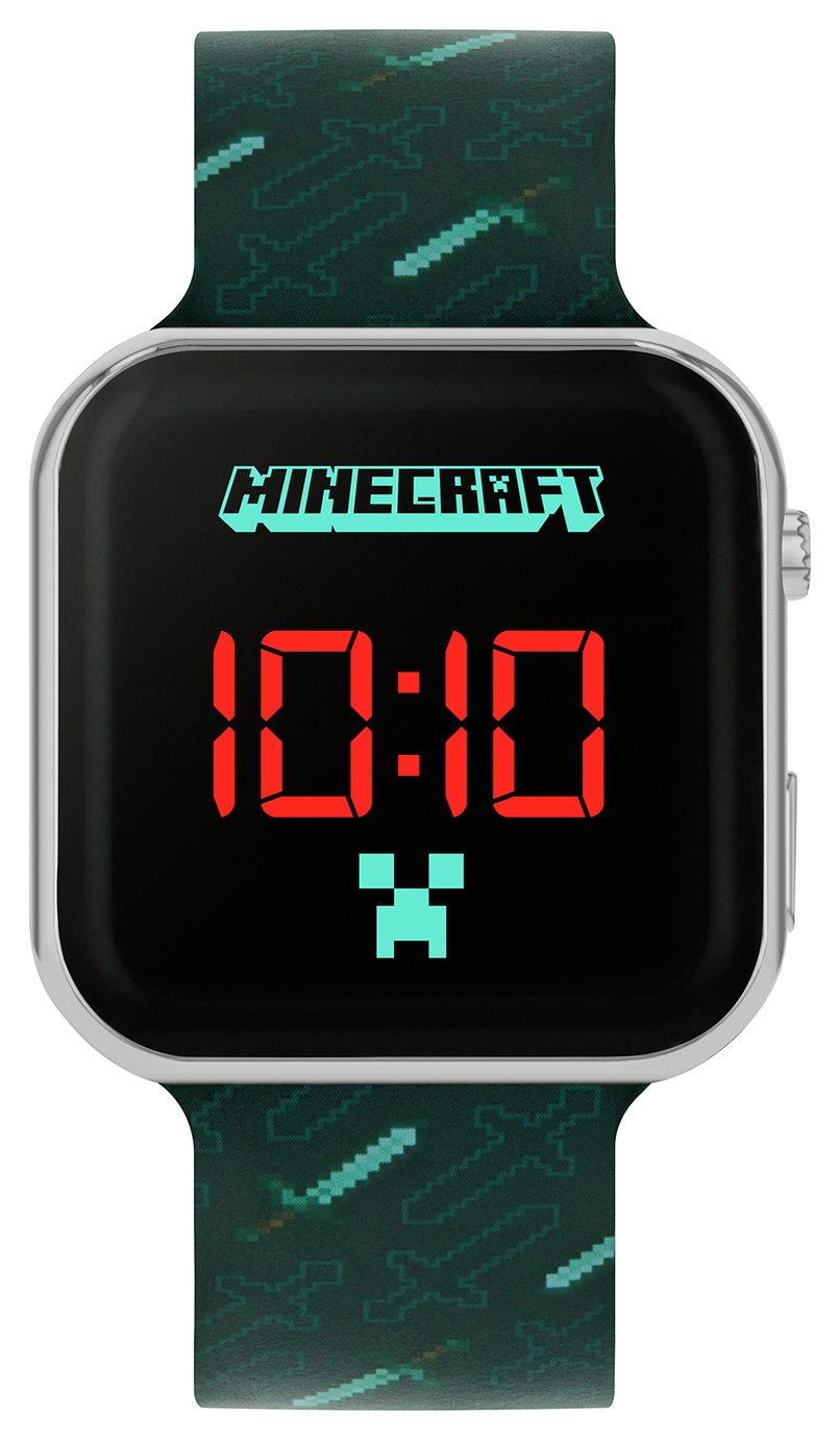 Minecraft Kids Digital Printed Green Silicone Strap Watch