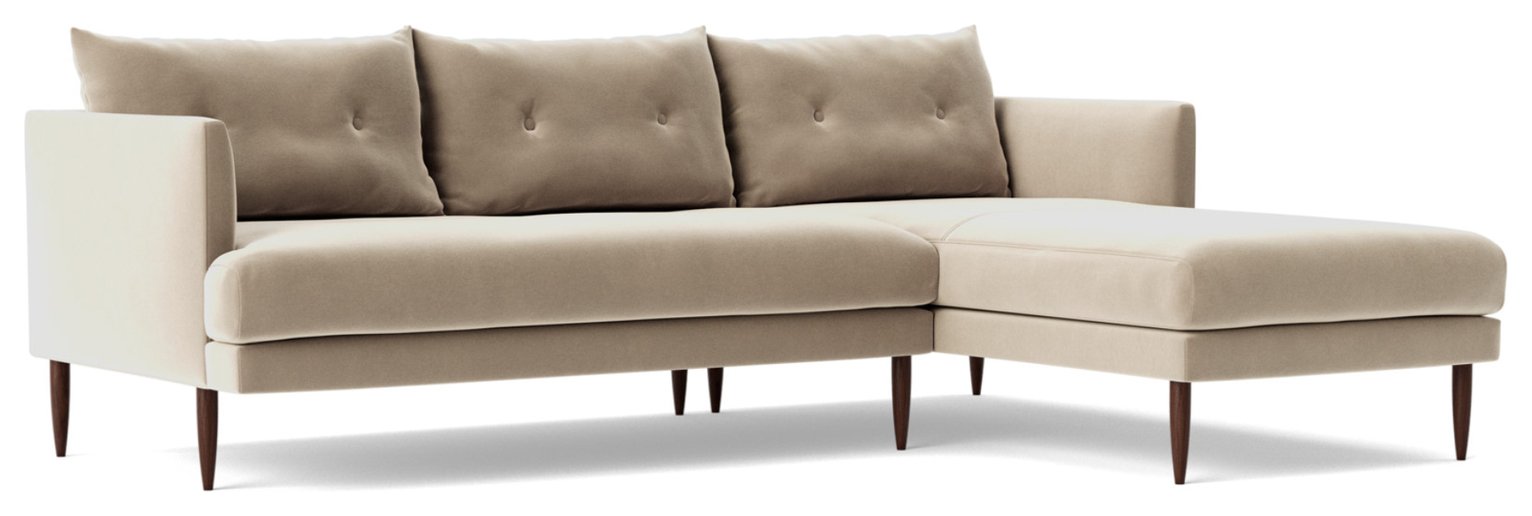 Swoon Kalmar Velvet Right Hand Corner Sofa - Taupe