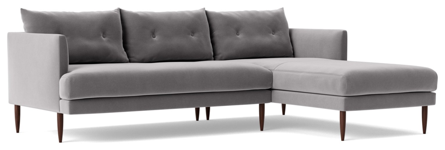 Swoon Kalmar Velvet Right Hand Corner Sofa - Silver Grey