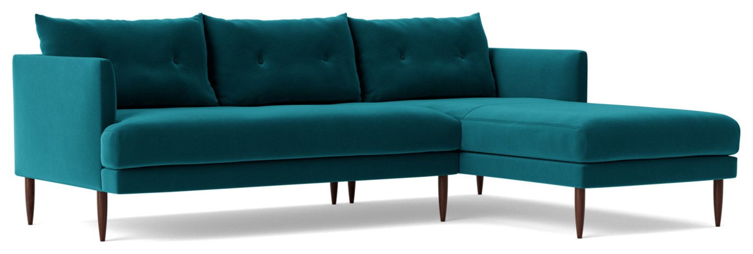 Swoon Kalmar Velvet Right Hand Corner Sofa- Kingfisher Blue