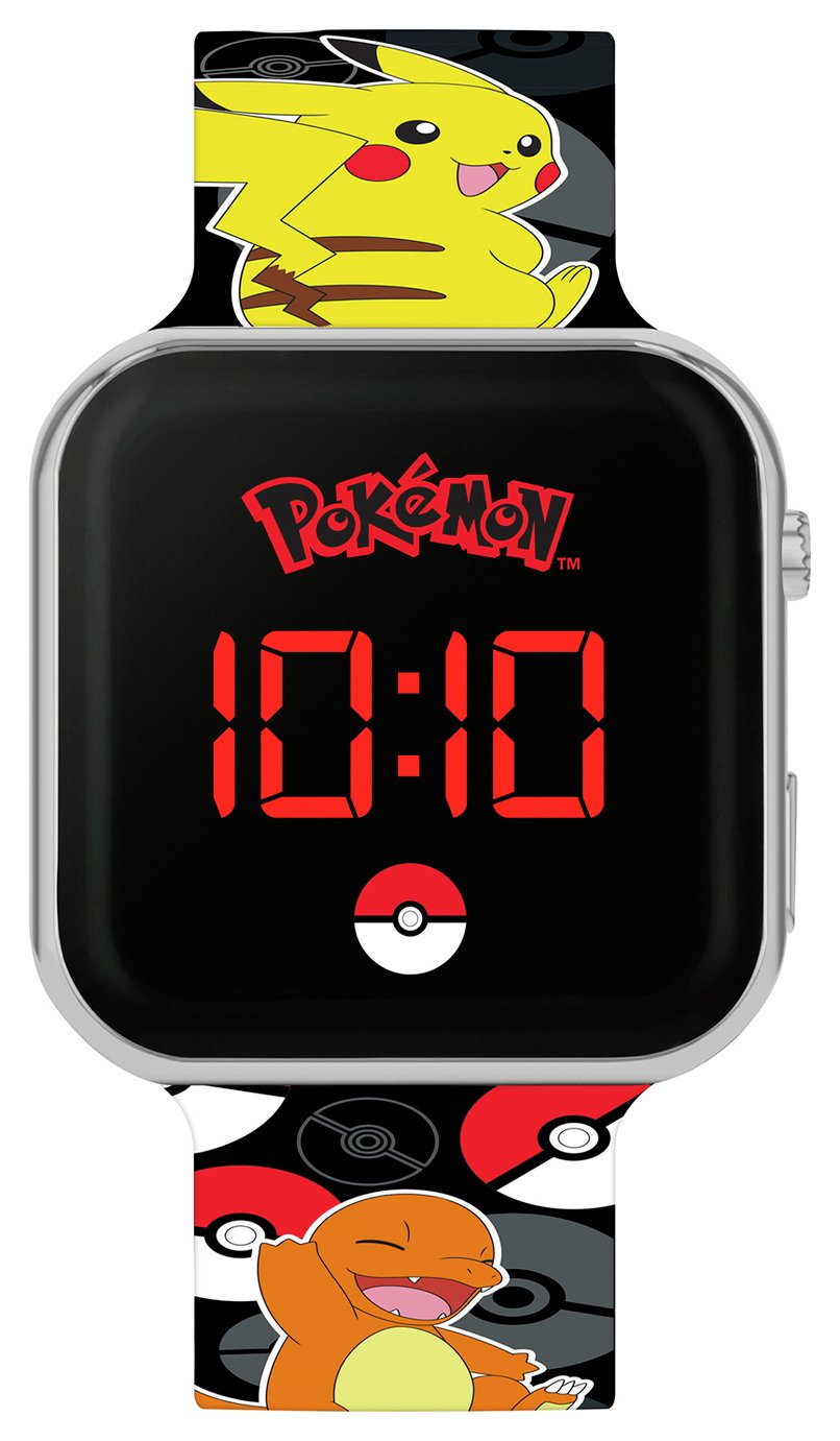 Pokemon Kids Digital Printed Black Silicone Strap Watch