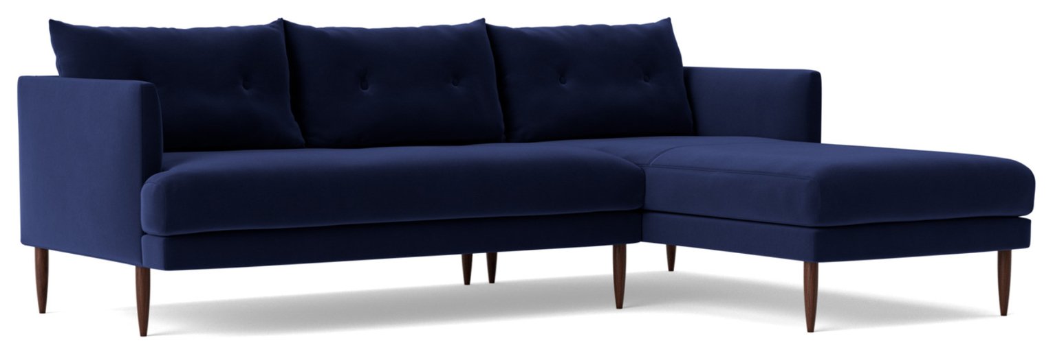 Swoon Kalmar Velvet Right Hand Corner Sofa - Ink Blue
