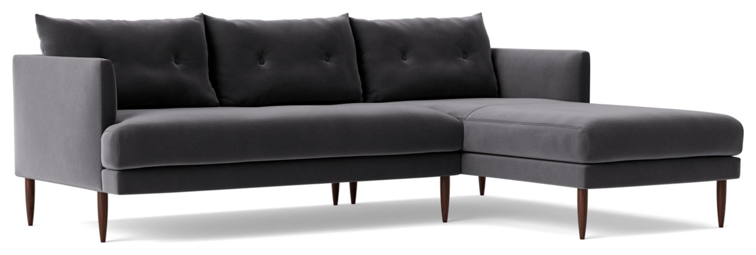 Swoon Kalmar Velvet Right Hand Corner Sofa - Granite Grey