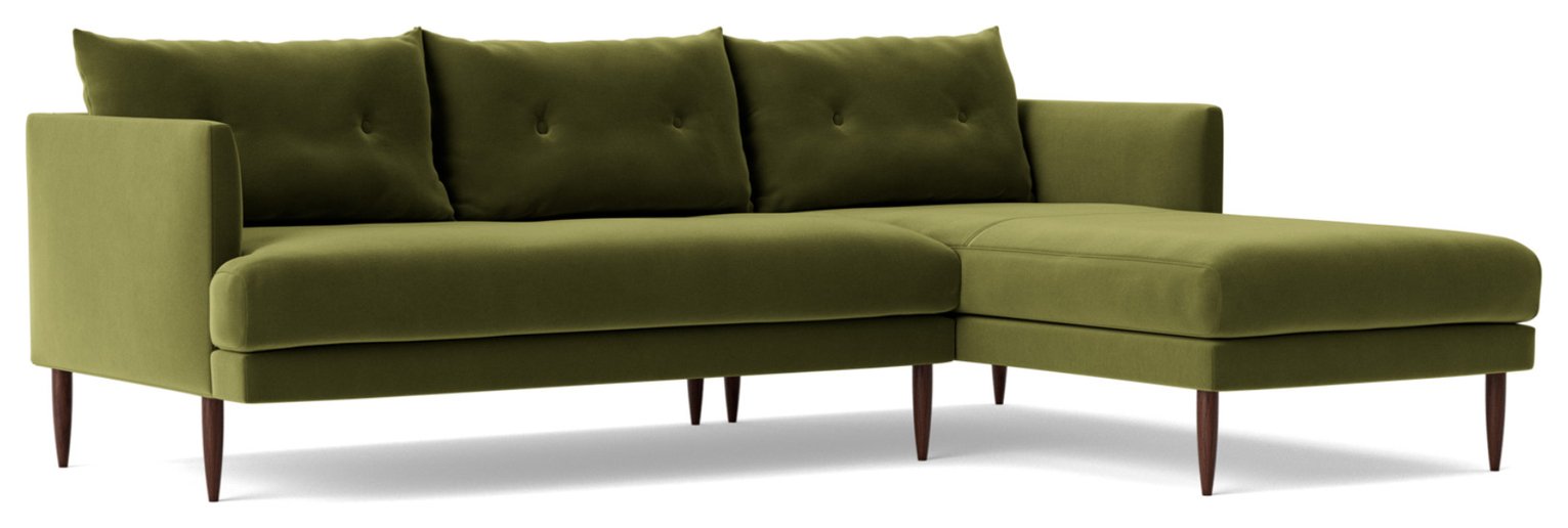 Swoon Kalmar Velvet Right Hand Corner Sofa - Fern Green
