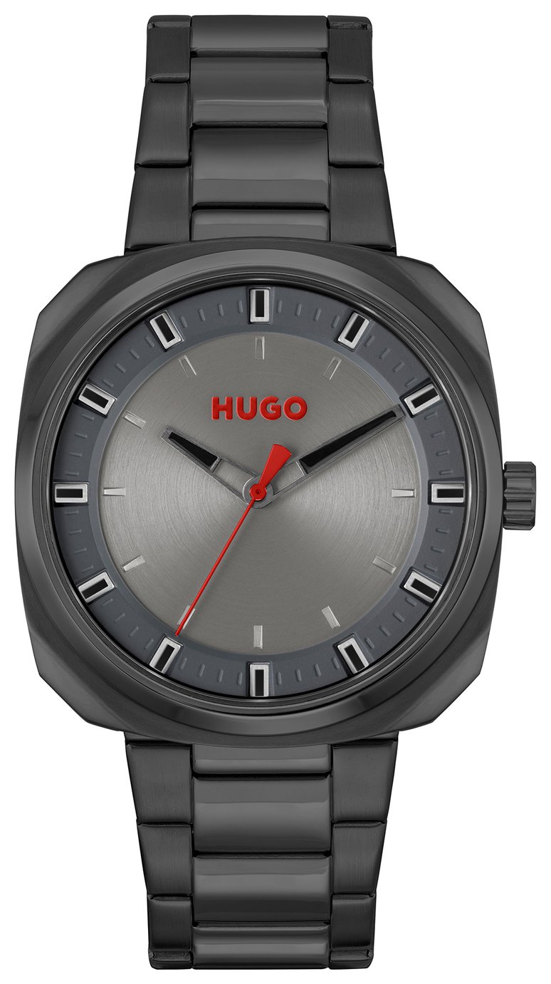 HUGO Men's Black IP Bracelet Watch