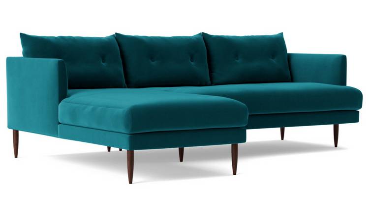 Buy Swoon Kalmar Velvet Left Hand Corner Sofa Kingfisher Blue Sofas Argos