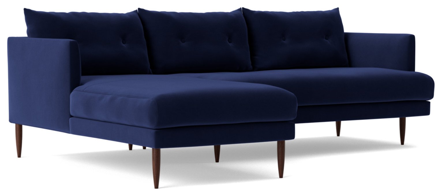 Swoon Kalmar Velvet Left Hand Corner Sofa - Ink Blue