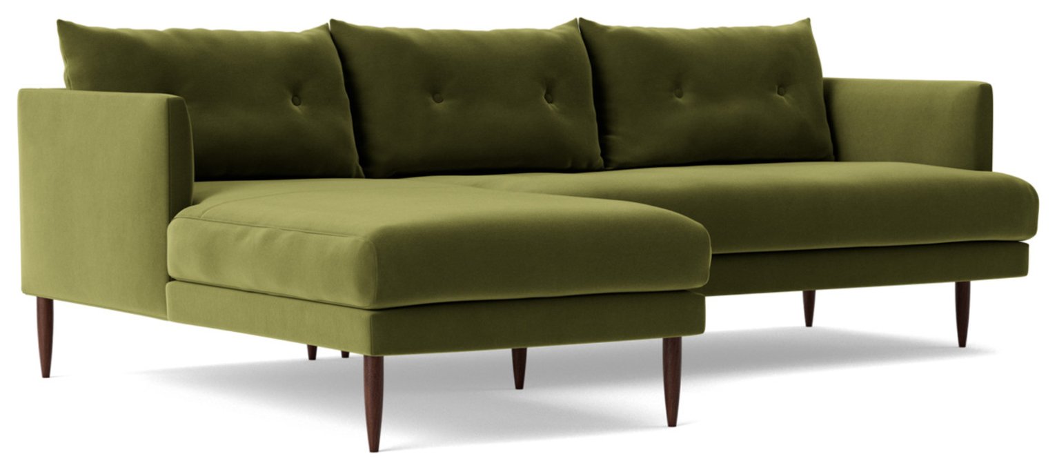 Swoon Kalmar Velvet Left Hand Corner Sofa - Fern Green