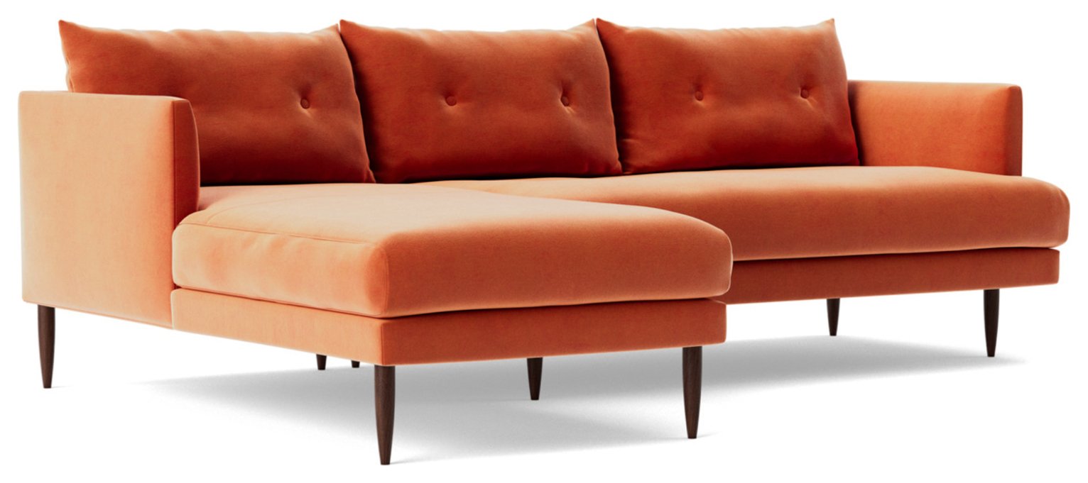 Swoon Kalmar Velvet Left Hand Corner Sofa - Burnt Orange