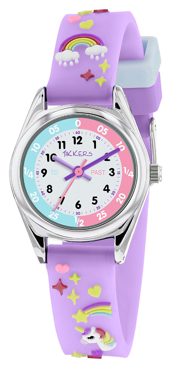 Tikkers Kids Time Teacher 3D Purple Silicone Strap Watch
