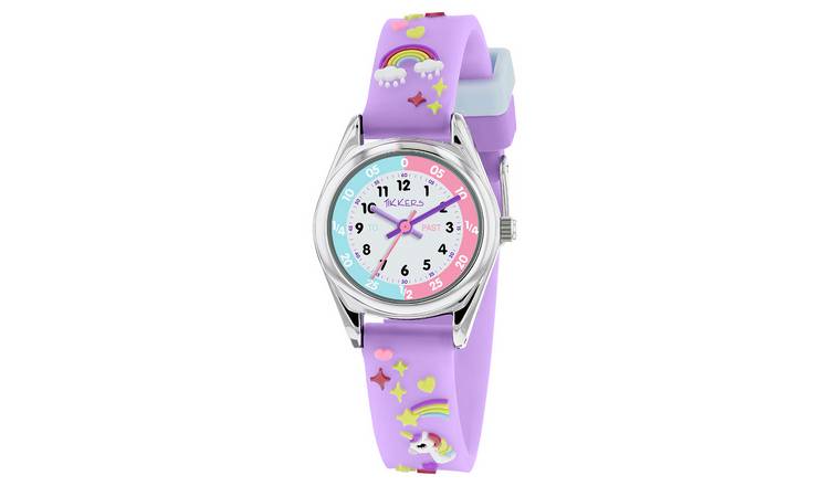 Tikkers Kids Time Teacher 3D Purple Silicone Strap Watch