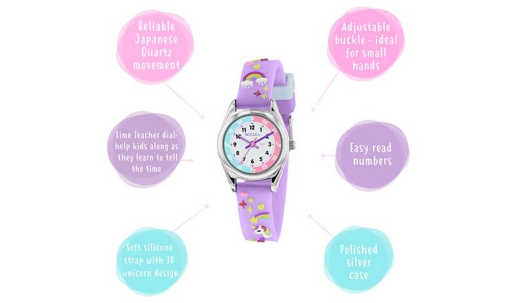 Buy Tikkers Kids Time Teacher 3D Purple Silicone Strap Watch