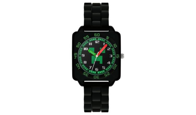 Buy Minecraft Kids Time Teacher Black Silicone Strap Watch, Kids watches