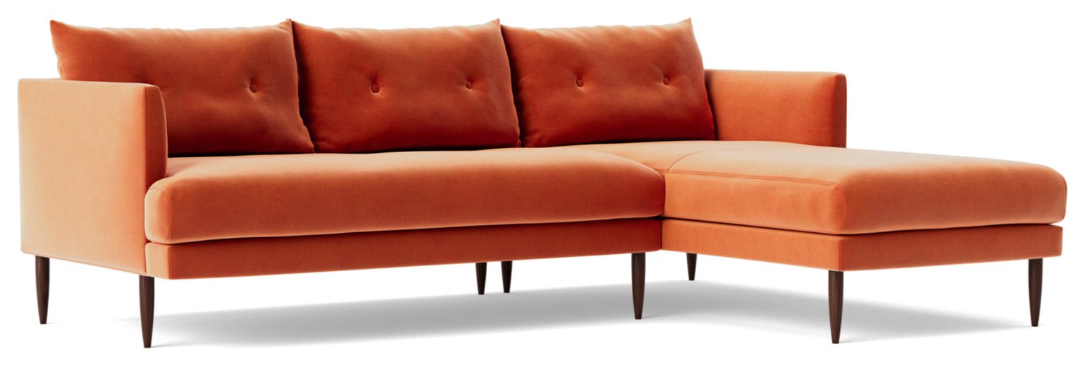 Swoon Kalmar Velvet Right Hand Corner Sofa - Burnt Orange