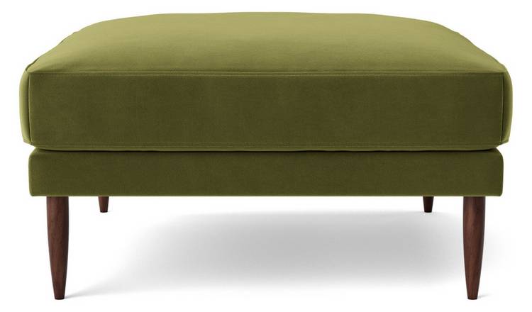Swoon Kalmar Velvet Ottoman Footstool - Fern Green