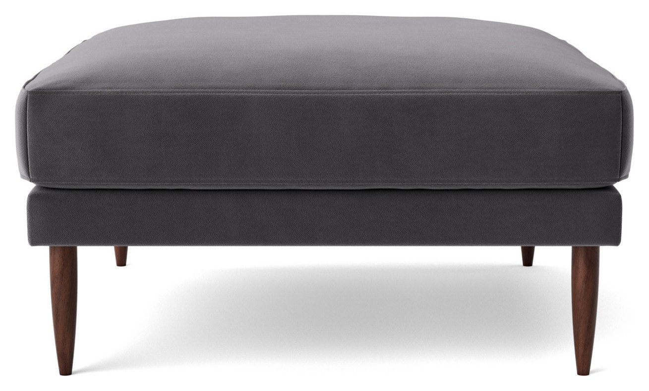 Swoon Kalmar Velvet Ottoman Footstool - Granite Grey