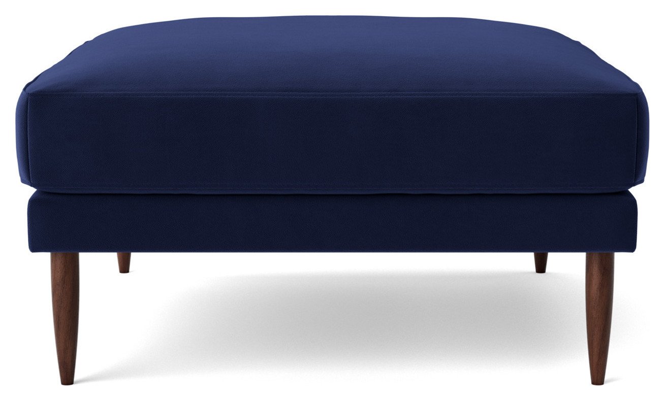 Swoon Kalmar Velvet Ottoman Footstool - Ink Blue