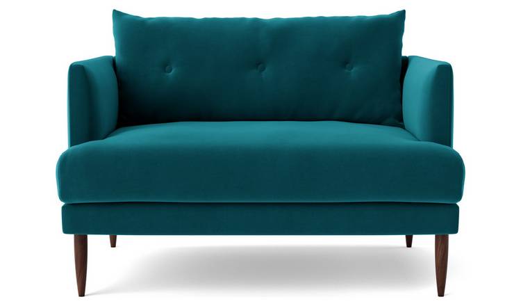 Swoon Kalmar Velvet Cuddle Chair - Kingfisher Blue
