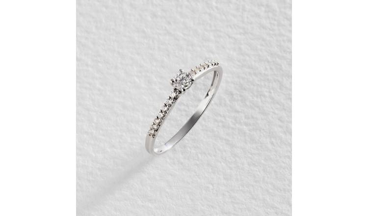 Revere 9ct White Gold 0.20ct Diamond Solitaire Ring - N