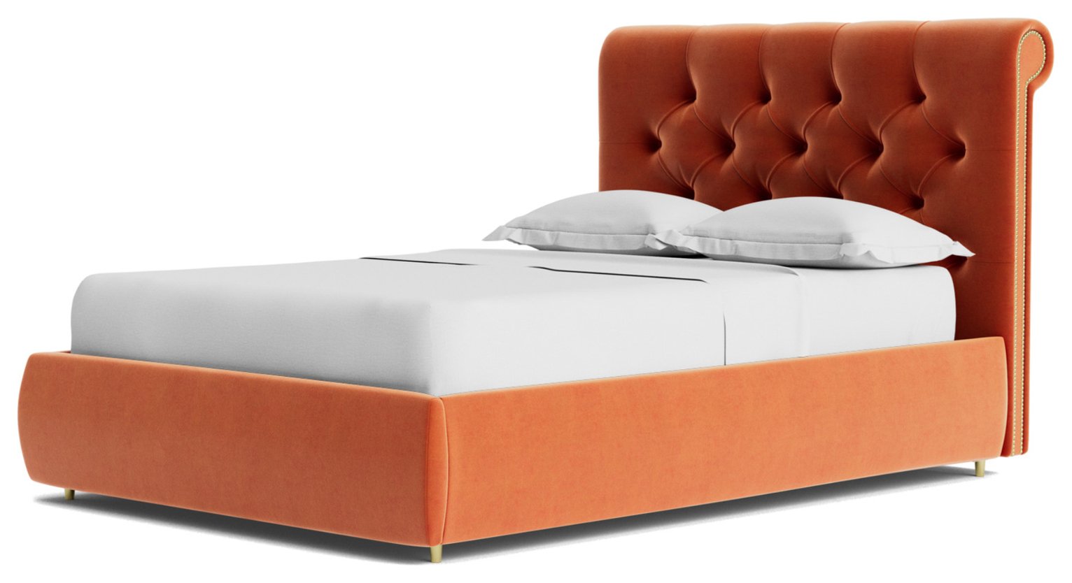 Swoon Winston Velvet Double Ottoman Bedframe - Burnt Orange