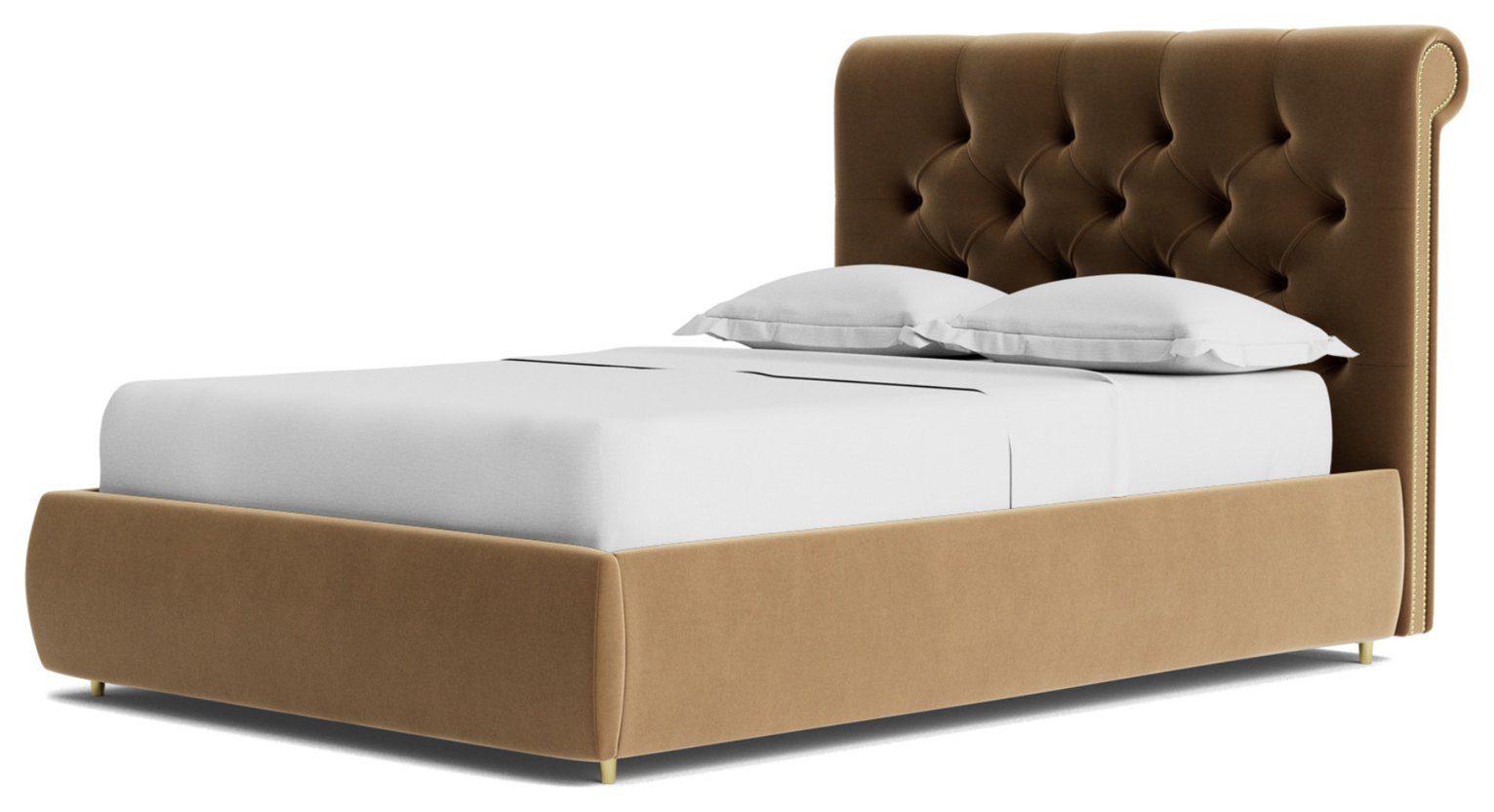 Swoon Winston Velvet Double Ottoman Bedframe - Biscuit