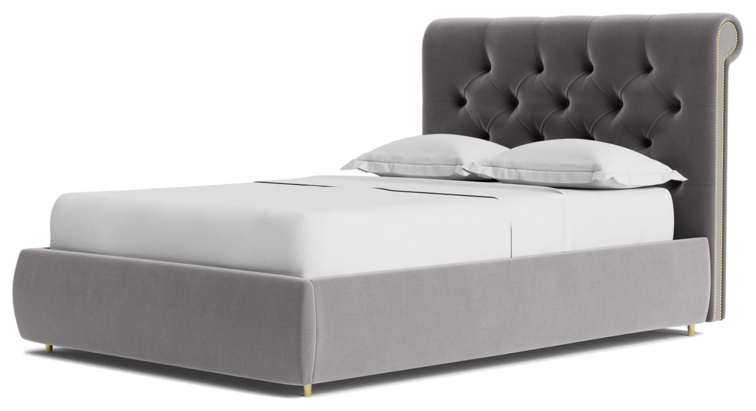 Swoon Winston Velvet Double Ottoman Bedframe - Silver Grey